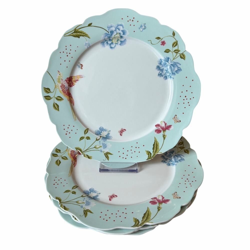 Laura Ashley Heritage Collectables Floral Salad Plates 9.5" Ceramic Set of 4 NEW